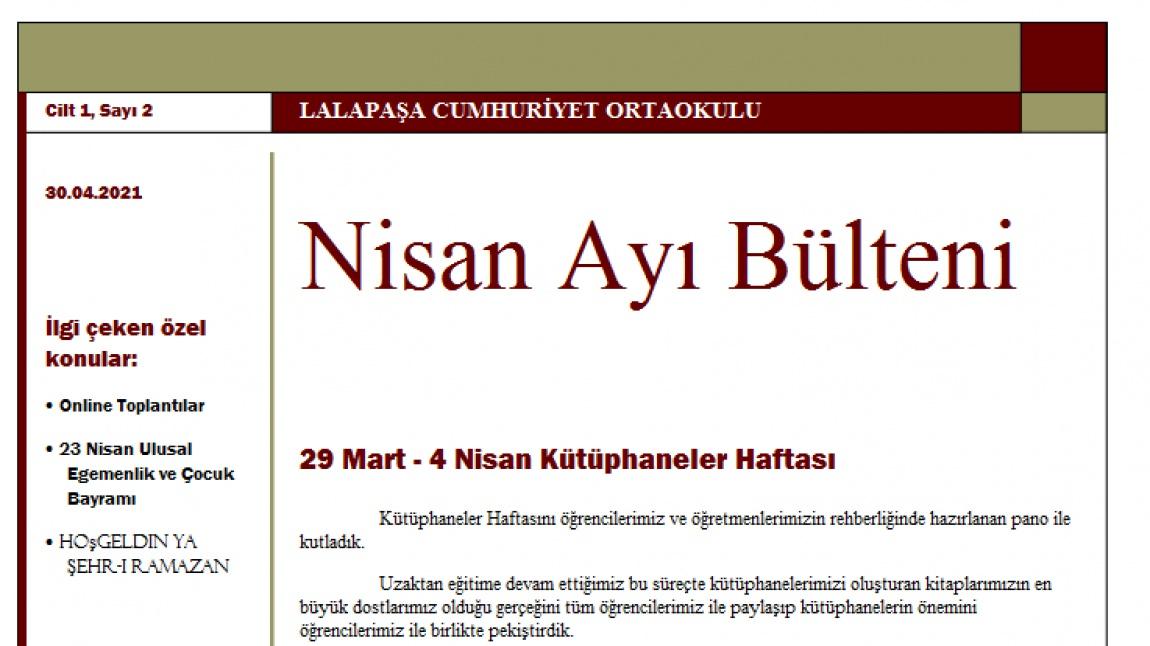 Okulumuzun Nisan Ayı e-Bülteni