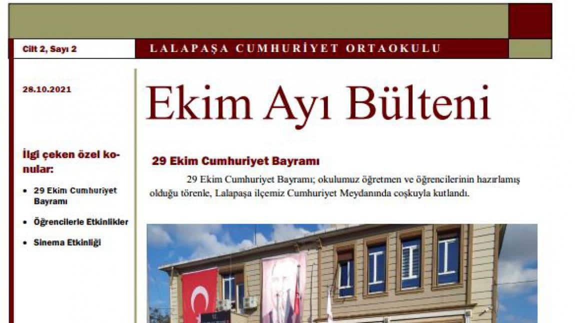 Okulumuzun Ekim Ayı e-Bülteni